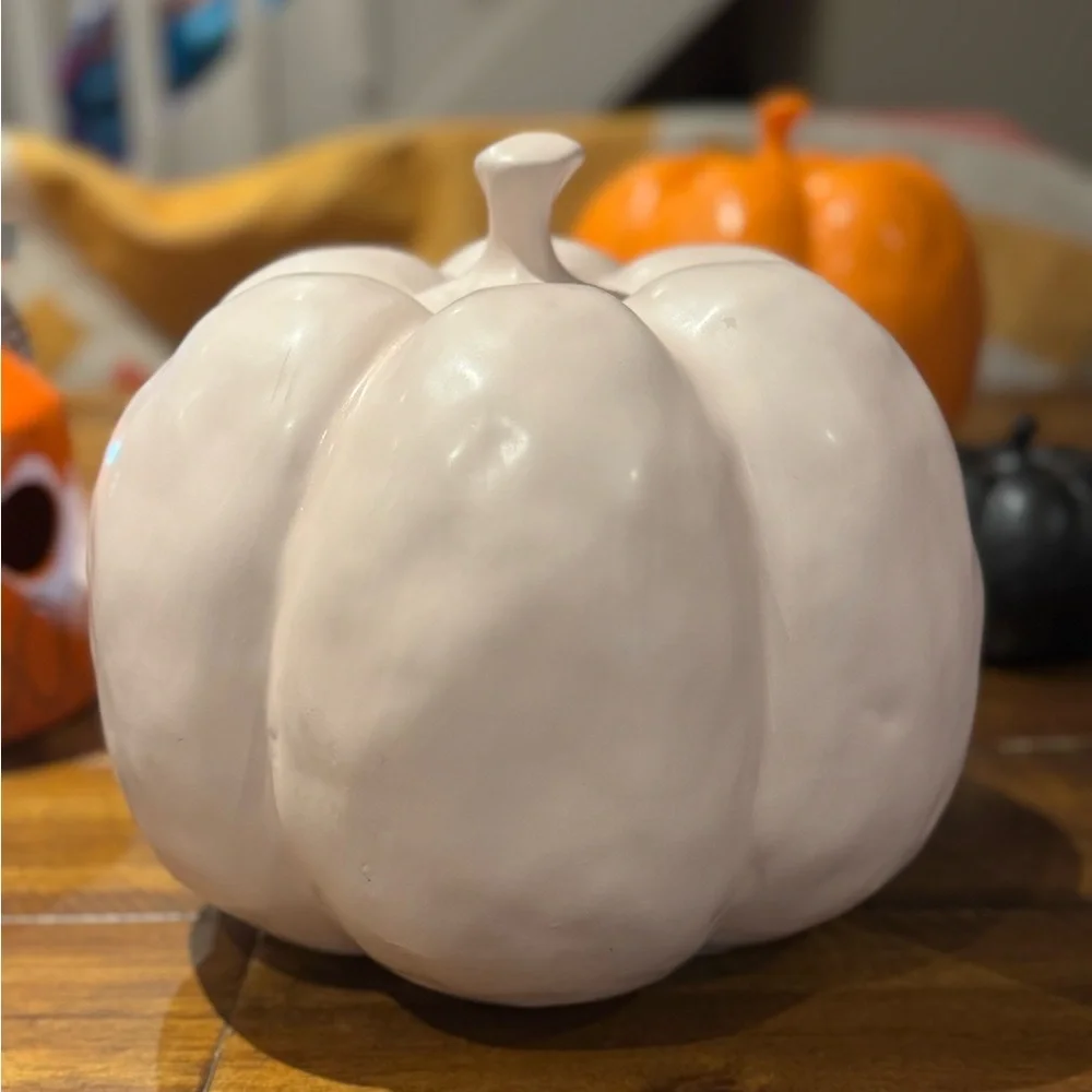 Rae Dunn XL Pink Hello Fall Pumpkin Ceramic Pumpkin Decor